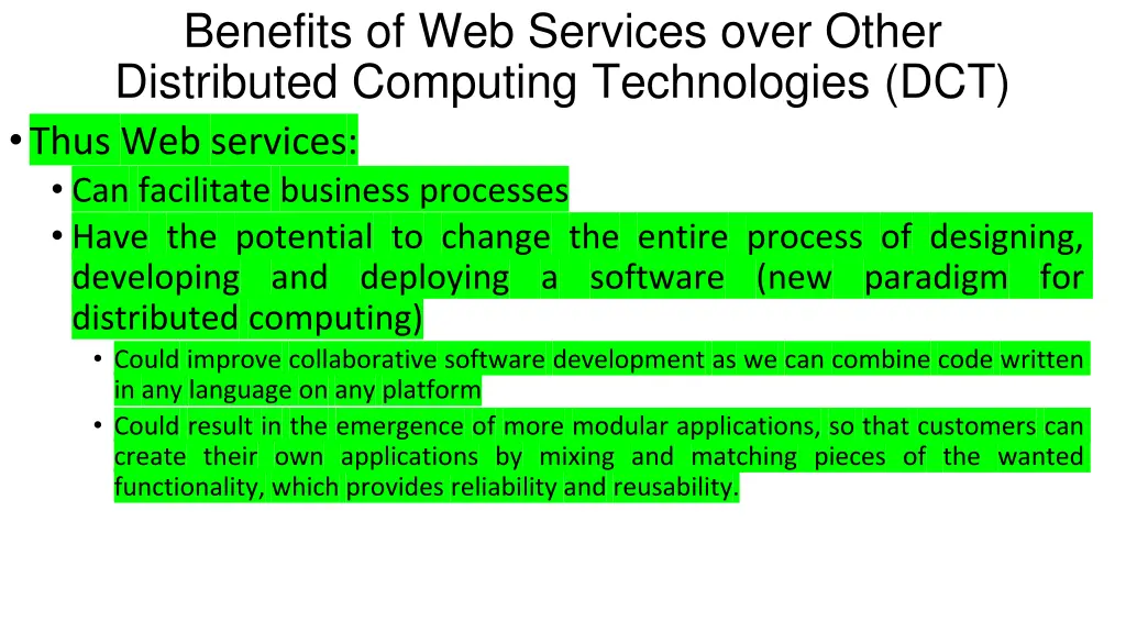 benefits of web services over other distributed 1