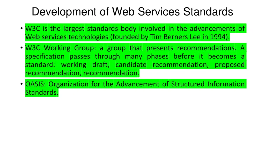 development of web services standards