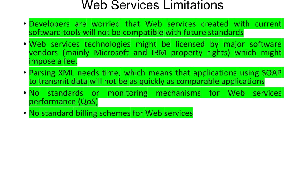 web services limitations