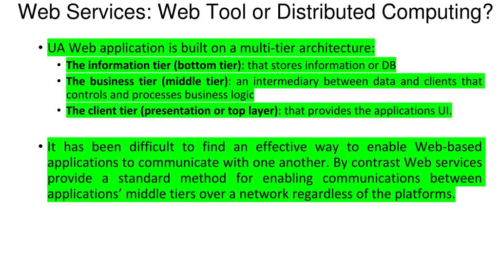 web services web tool or distributed computing