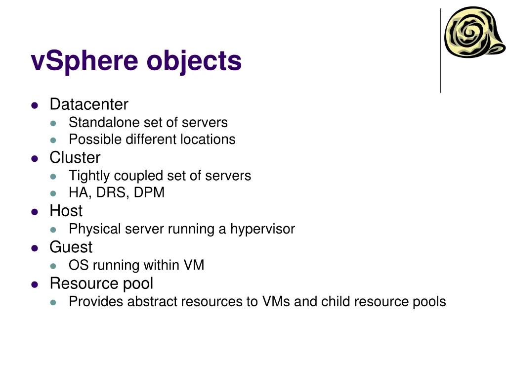 vsphere objects