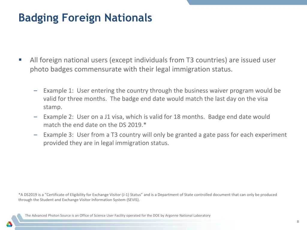 badging foreign nationals