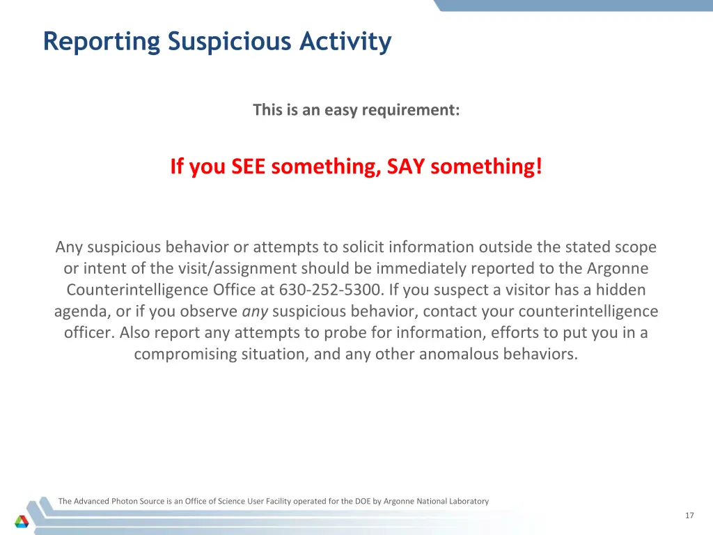 reporting suspicious activity