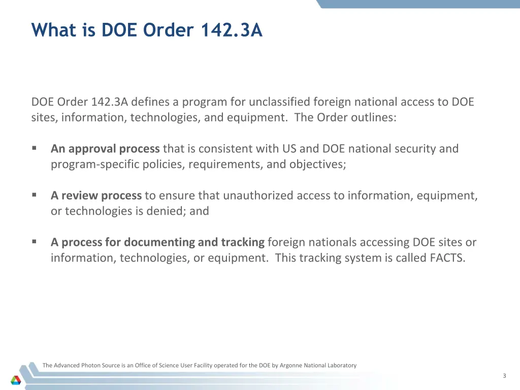 what is doe order 142 3a