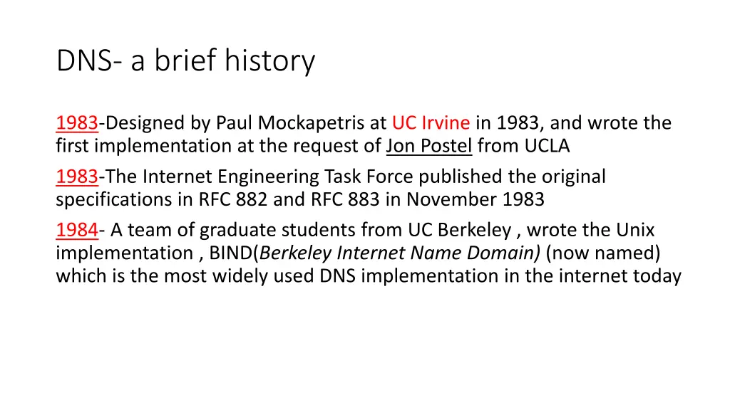 dns a brief history