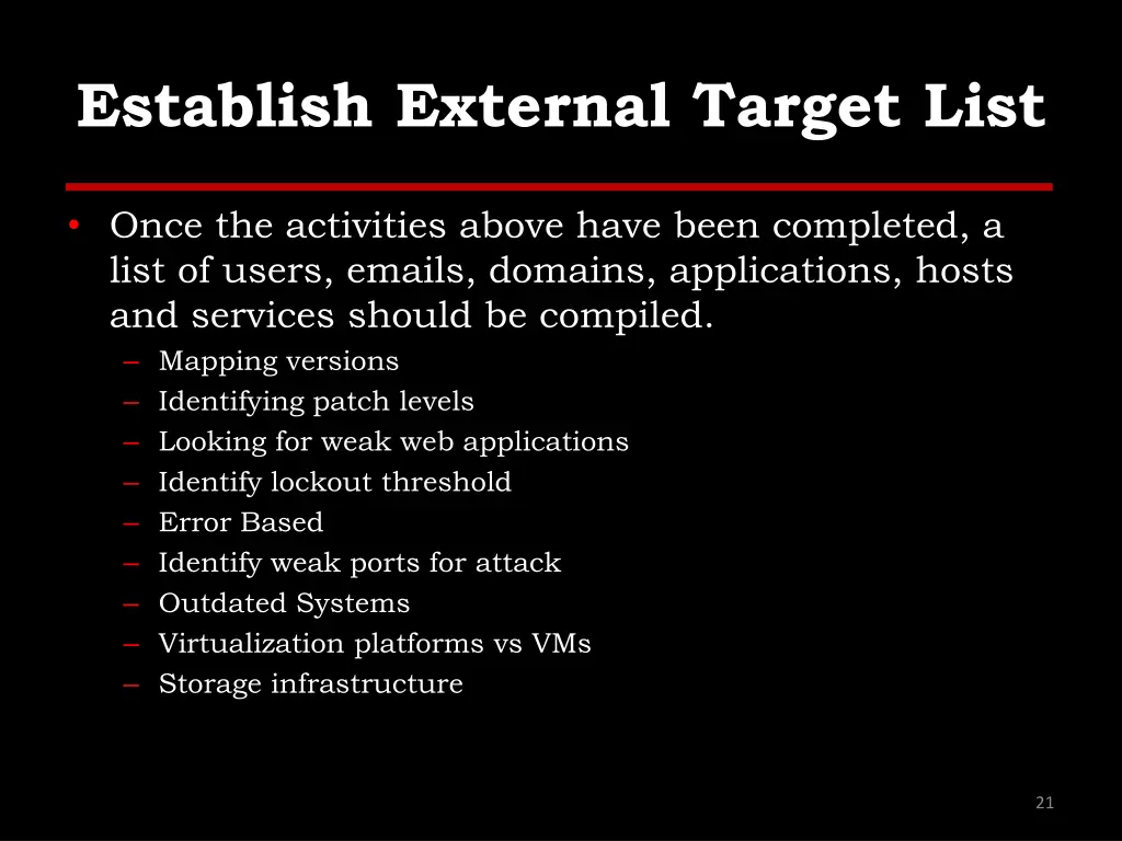 establish external target list