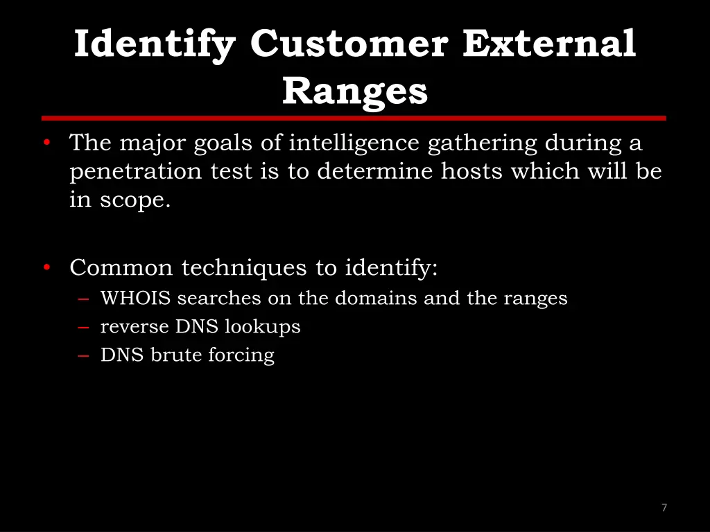 identify customer external ranges