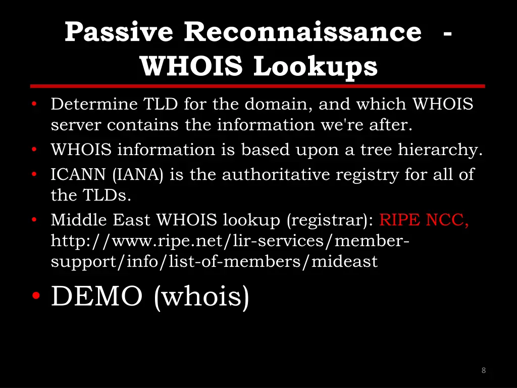 passive reconnaissance whois lookups