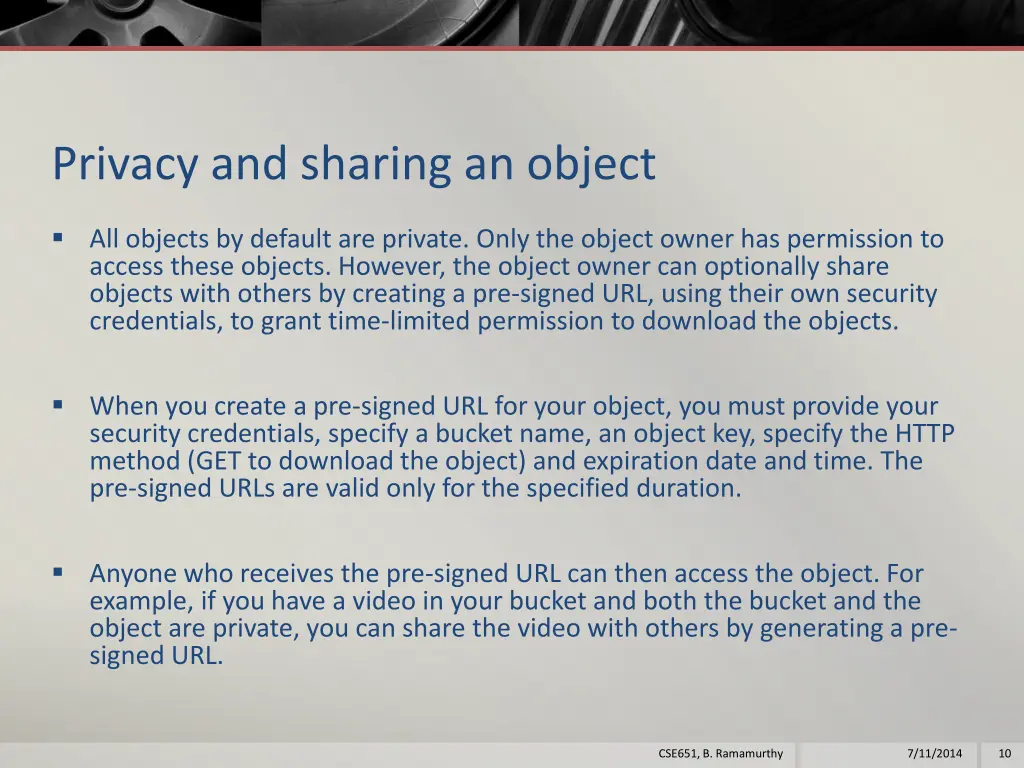 privacy and sharing an object