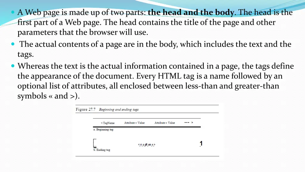 a web page is made up of two parts the head