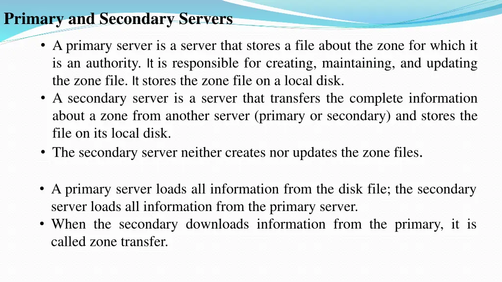 primary and secondary servers