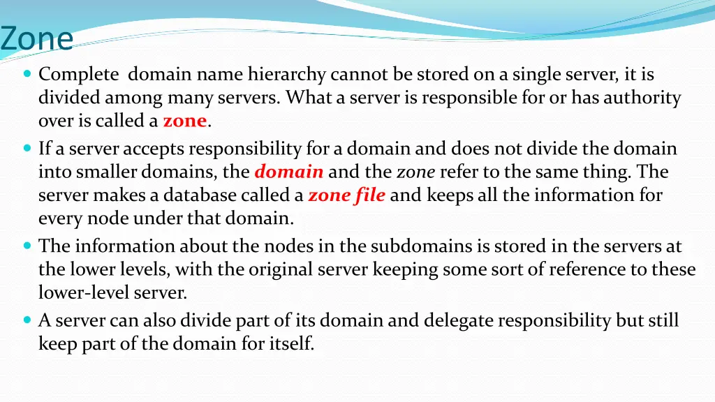 zone complete domain name hierarchy cannot