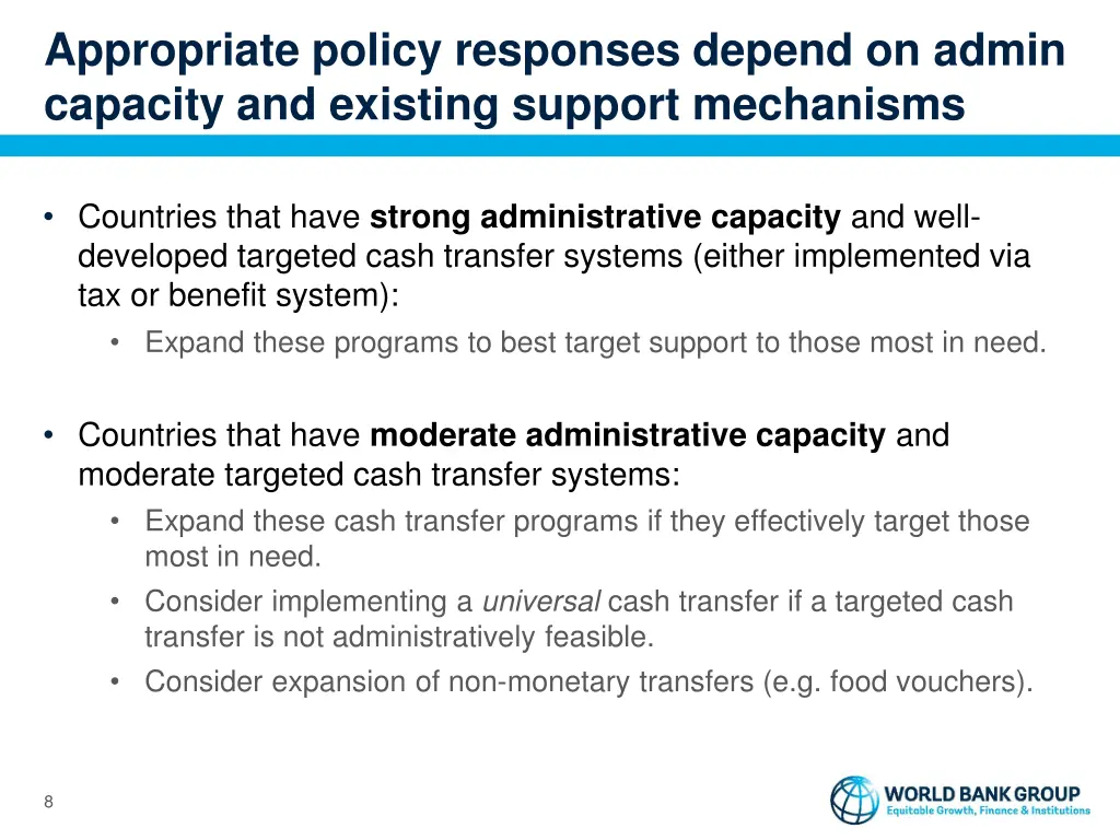 appropriate policy responses depend on admin