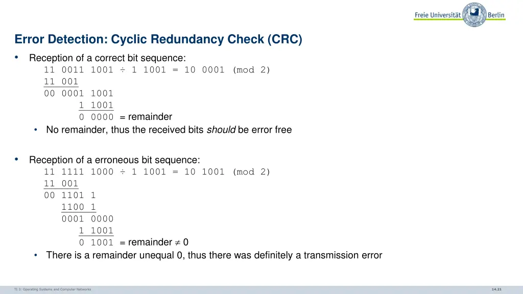 error detection cyclic redundancy check