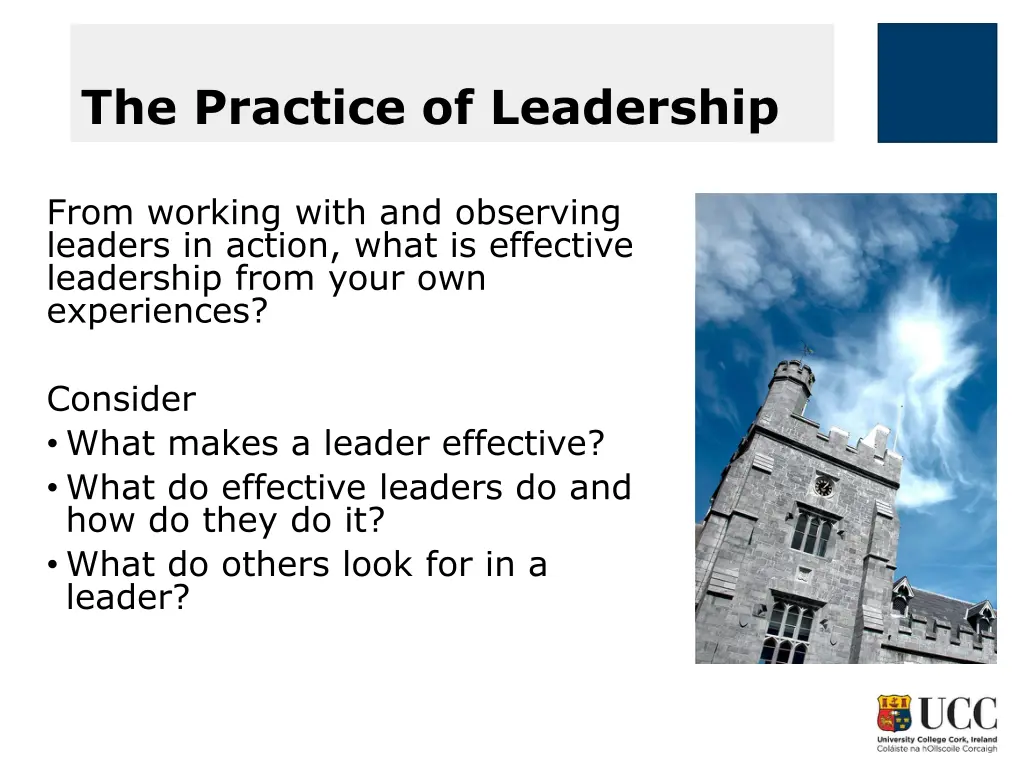 the practice of leadership