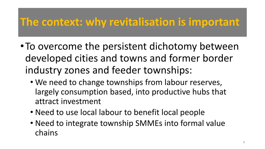 the context why revitalisation is important