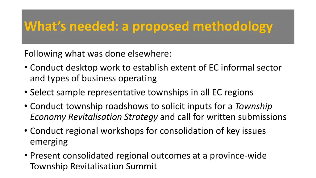 what s needed a proposed methodology