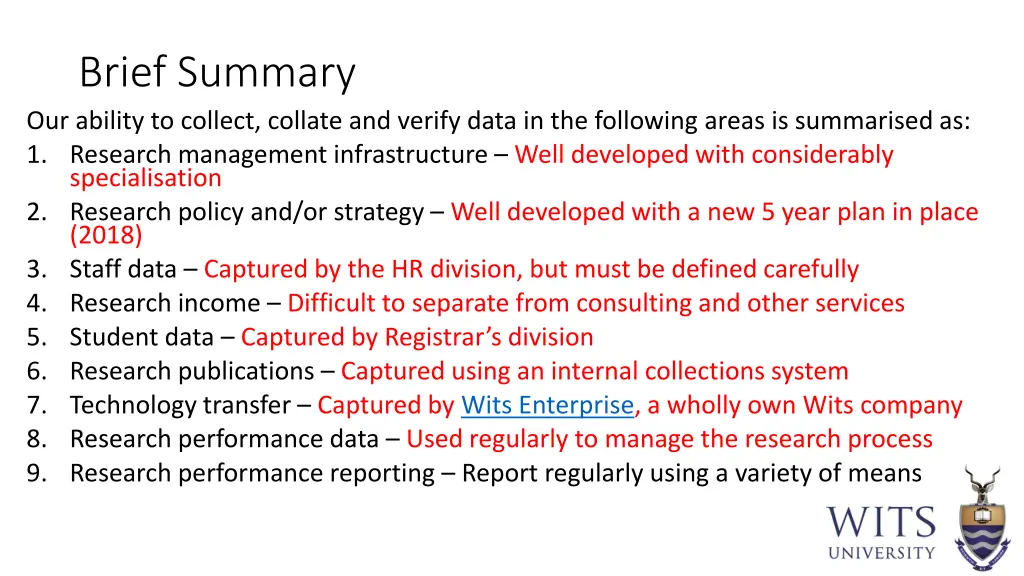 brief summary our ability to collect collate