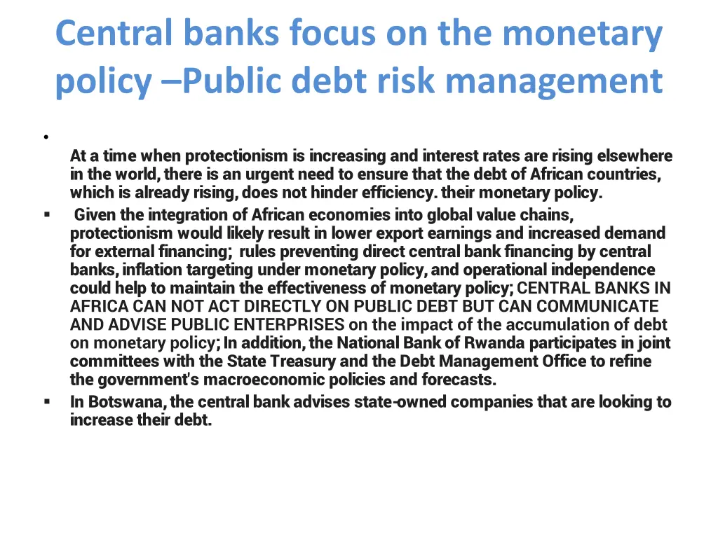 central banks focus on the monetary policy public