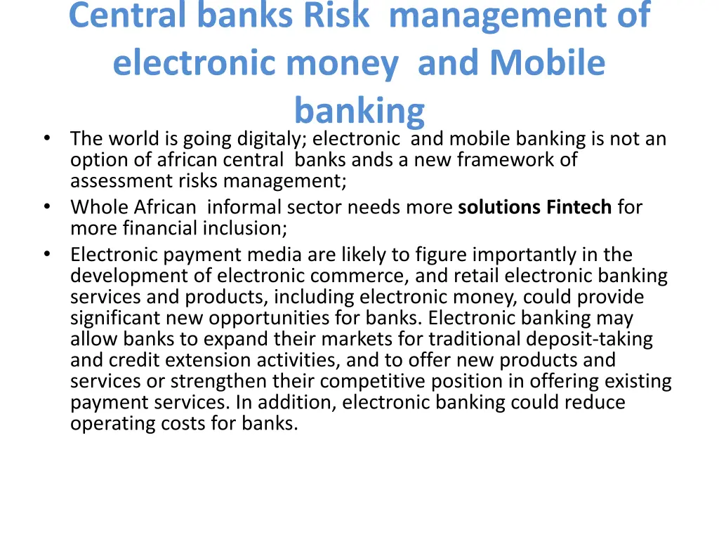 central banks risk management of electronic money