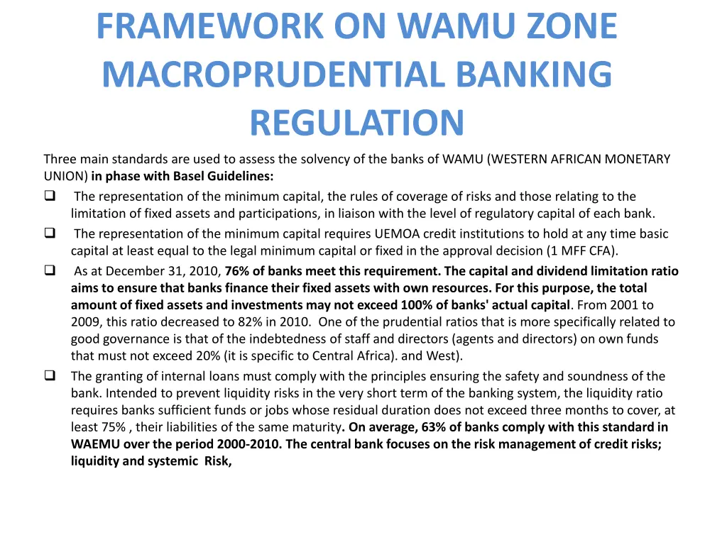 framework on wamu zone macroprudential banking