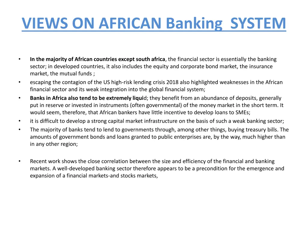 views on african banking system