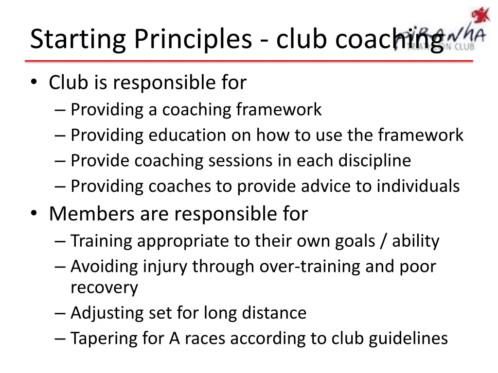 starting principles club coaching