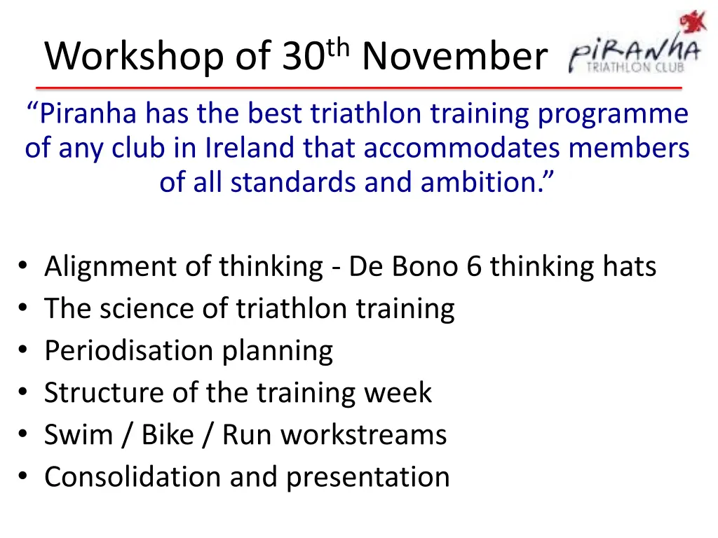 workshop of 30 th november