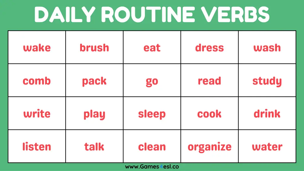 daily routine verbs