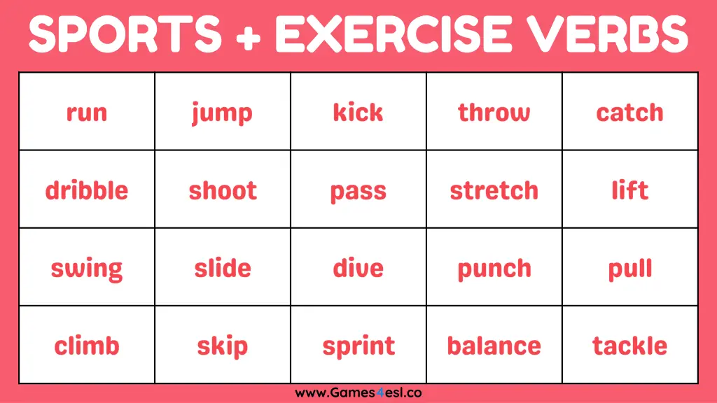 sports exercise verbs