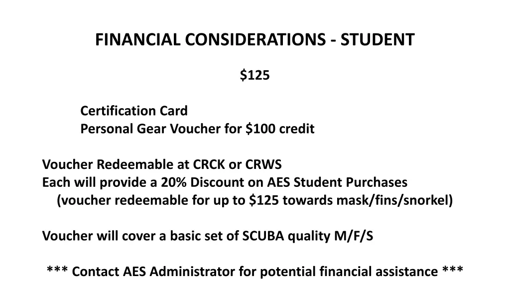 financial considerations student