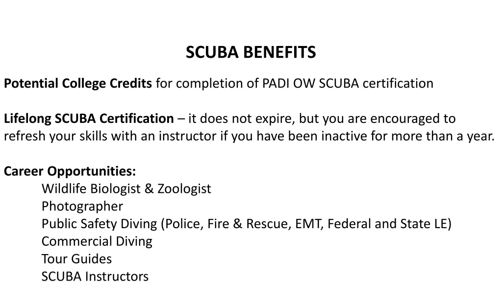 scuba benefits