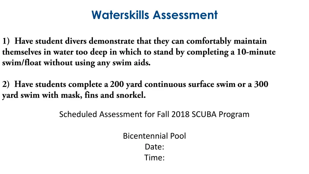 waterskills assessment