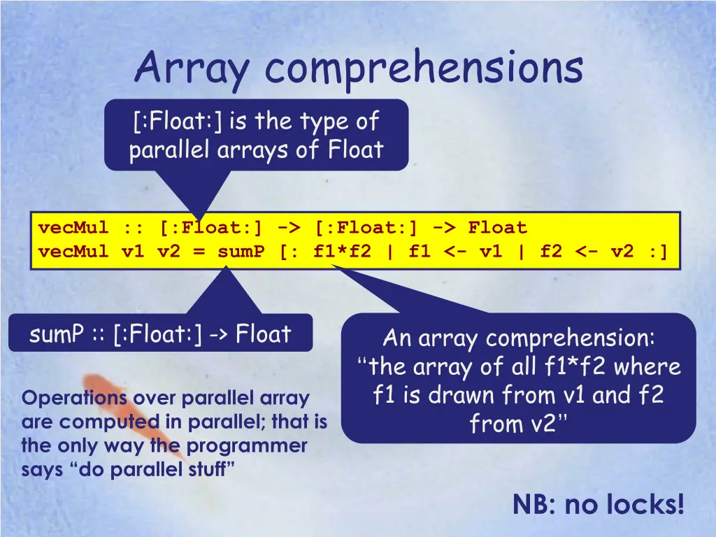 array comprehensions float is the type