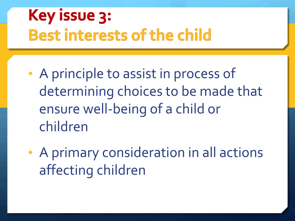 key issue 3 best interests of the child