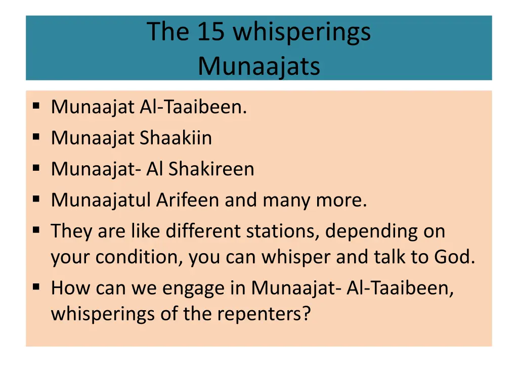 the 15 whisperings munaajats