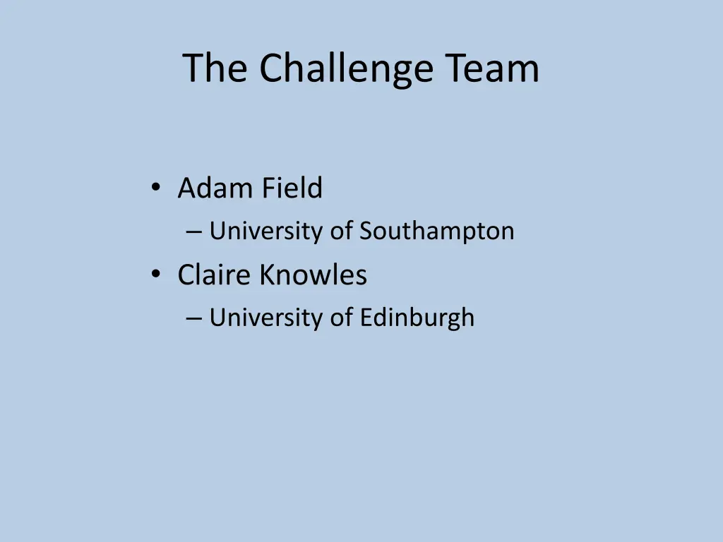 the challenge team