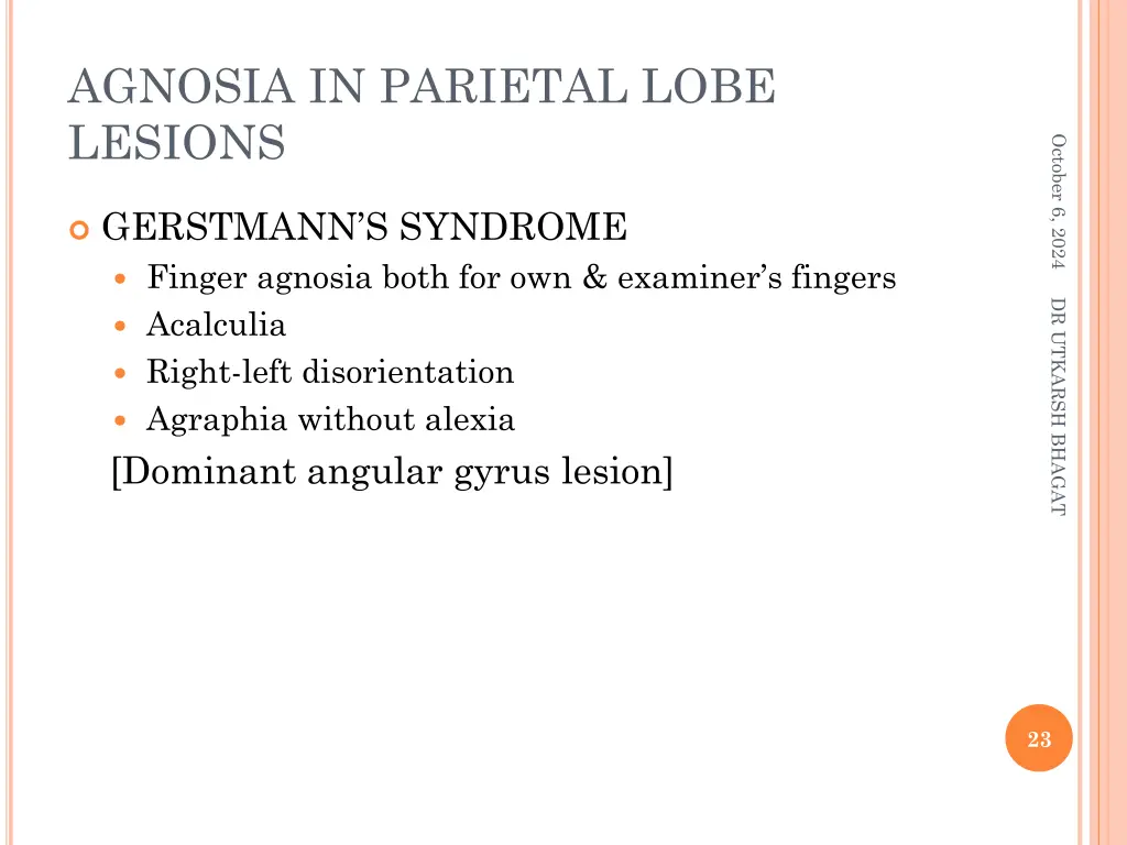 agnosia in parietal lobe lesions 2