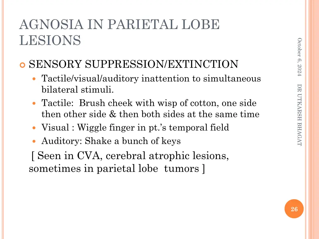 agnosia in parietal lobe lesions 5