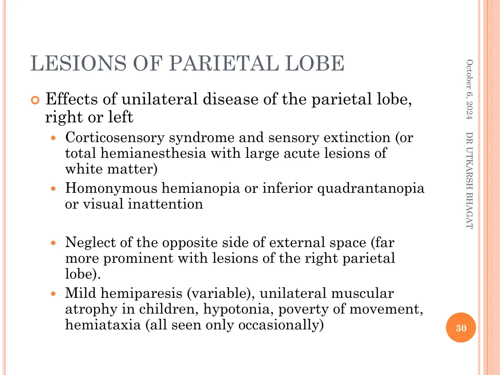 lesions of parietal lobe 4