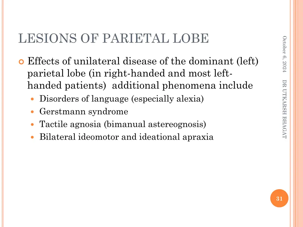 lesions of parietal lobe 5