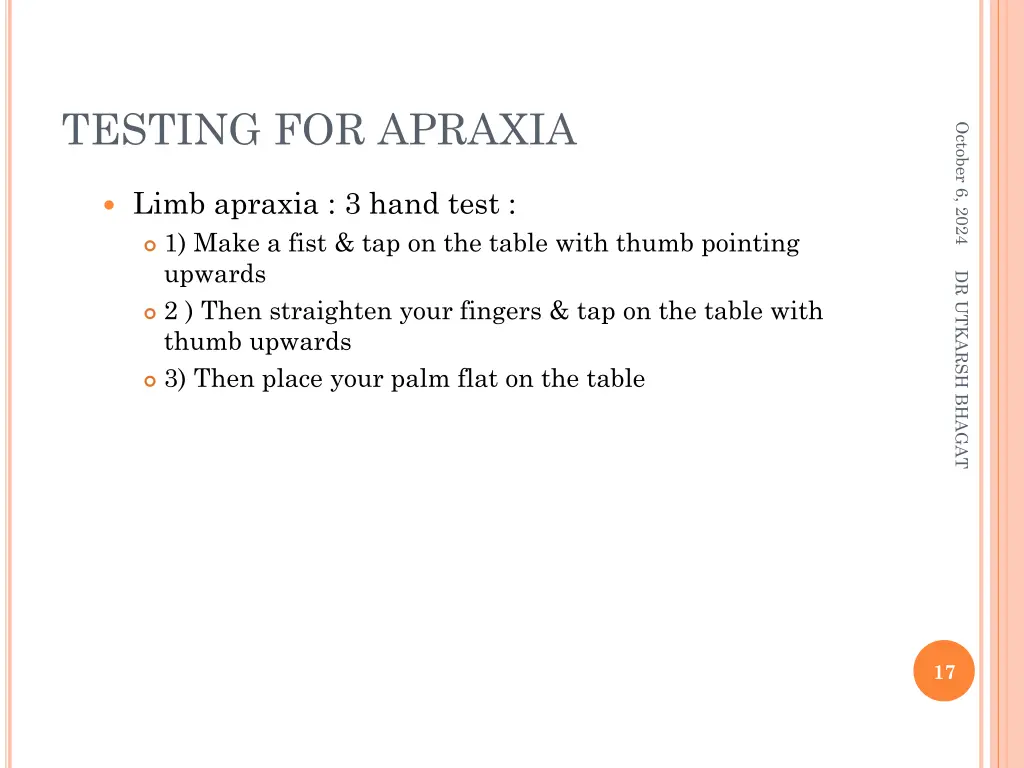 testing for apraxia 1