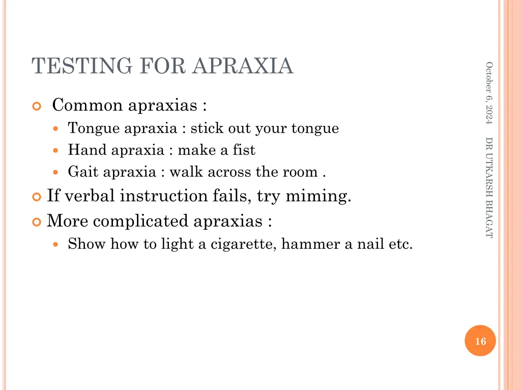 testing for apraxia