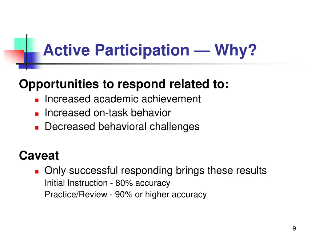 active participation why 1