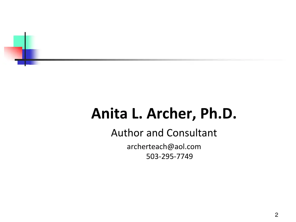 anita l archer ph d author and consultant