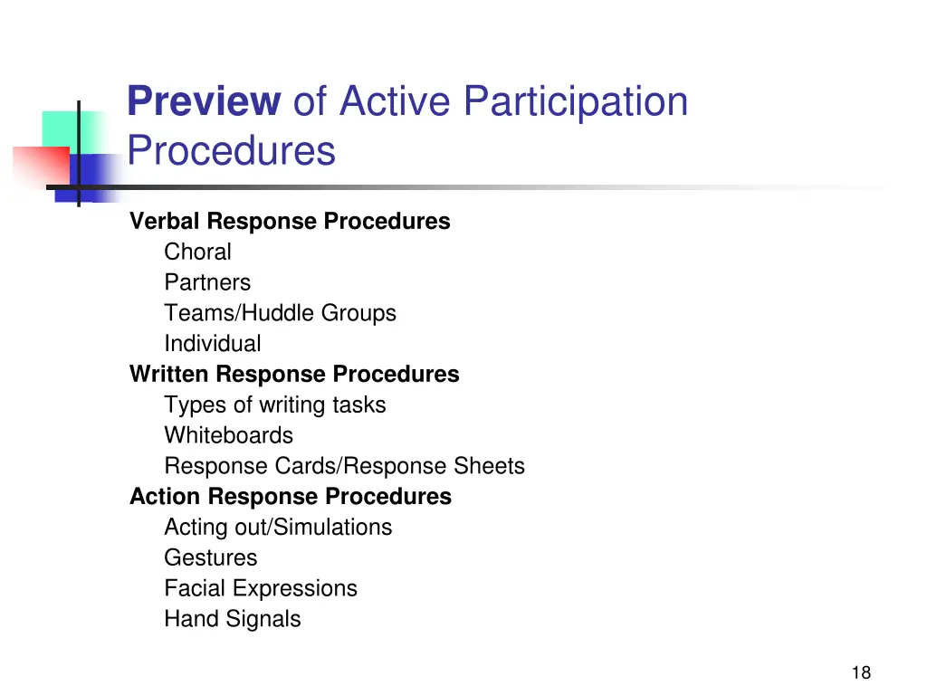 preview of active participation procedures