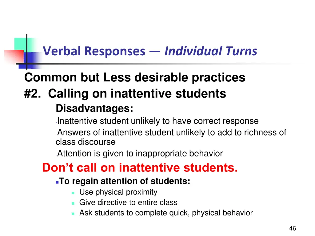 verbal responses individual turns 1