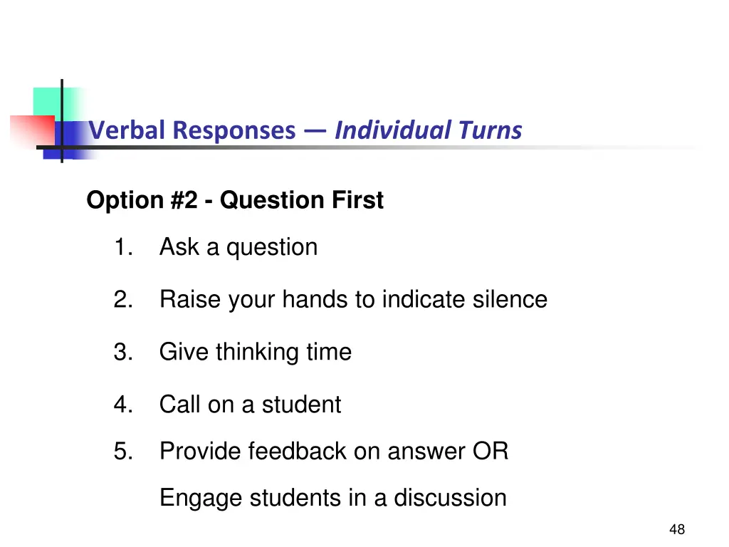 verbal responses individual turns 3