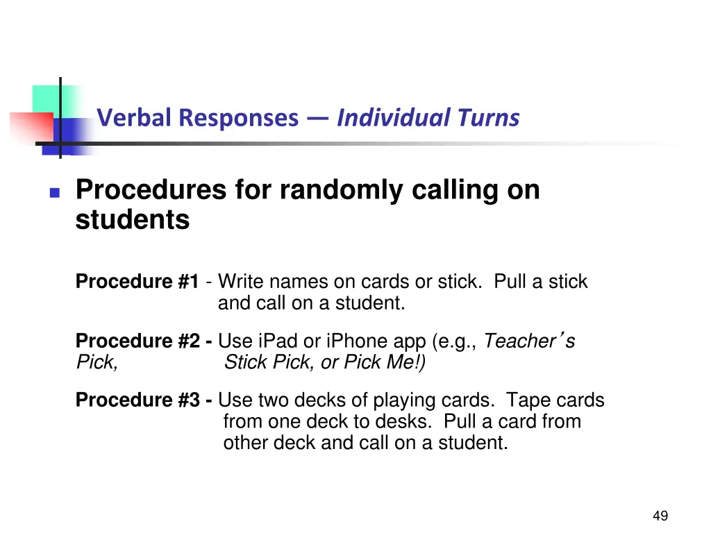 verbal responses individual turns 4