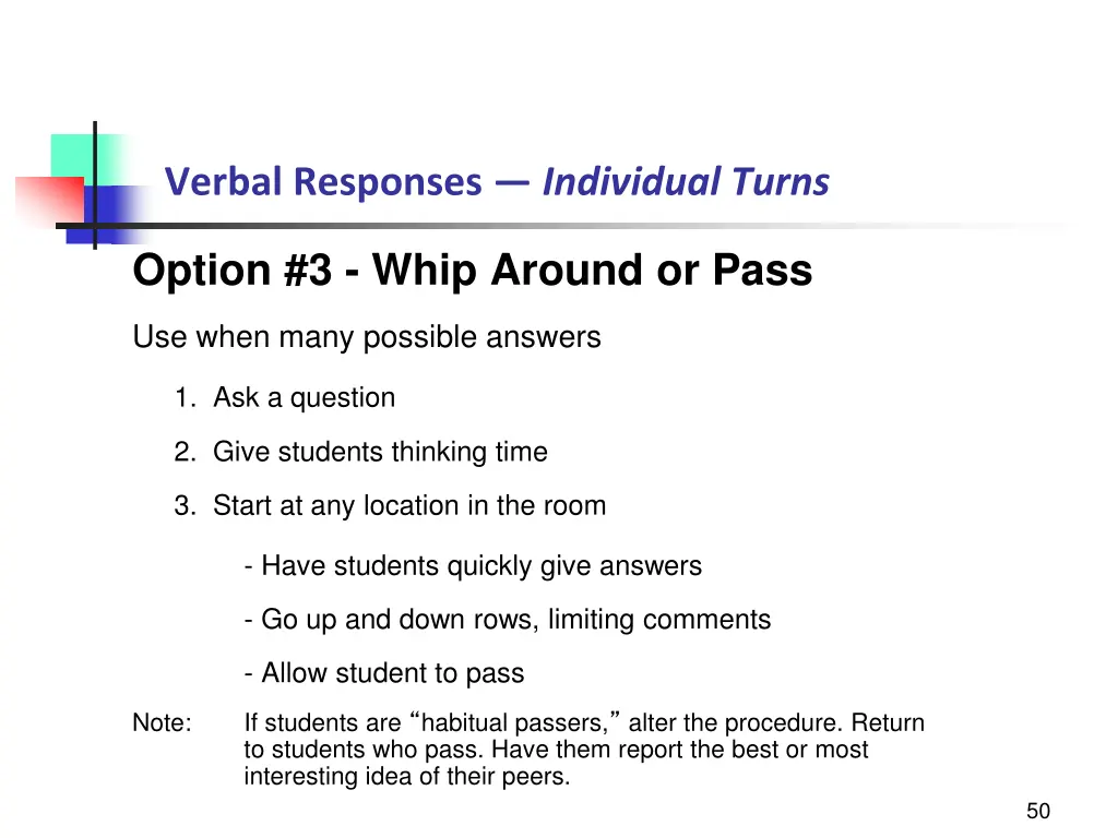 verbal responses individual turns 5